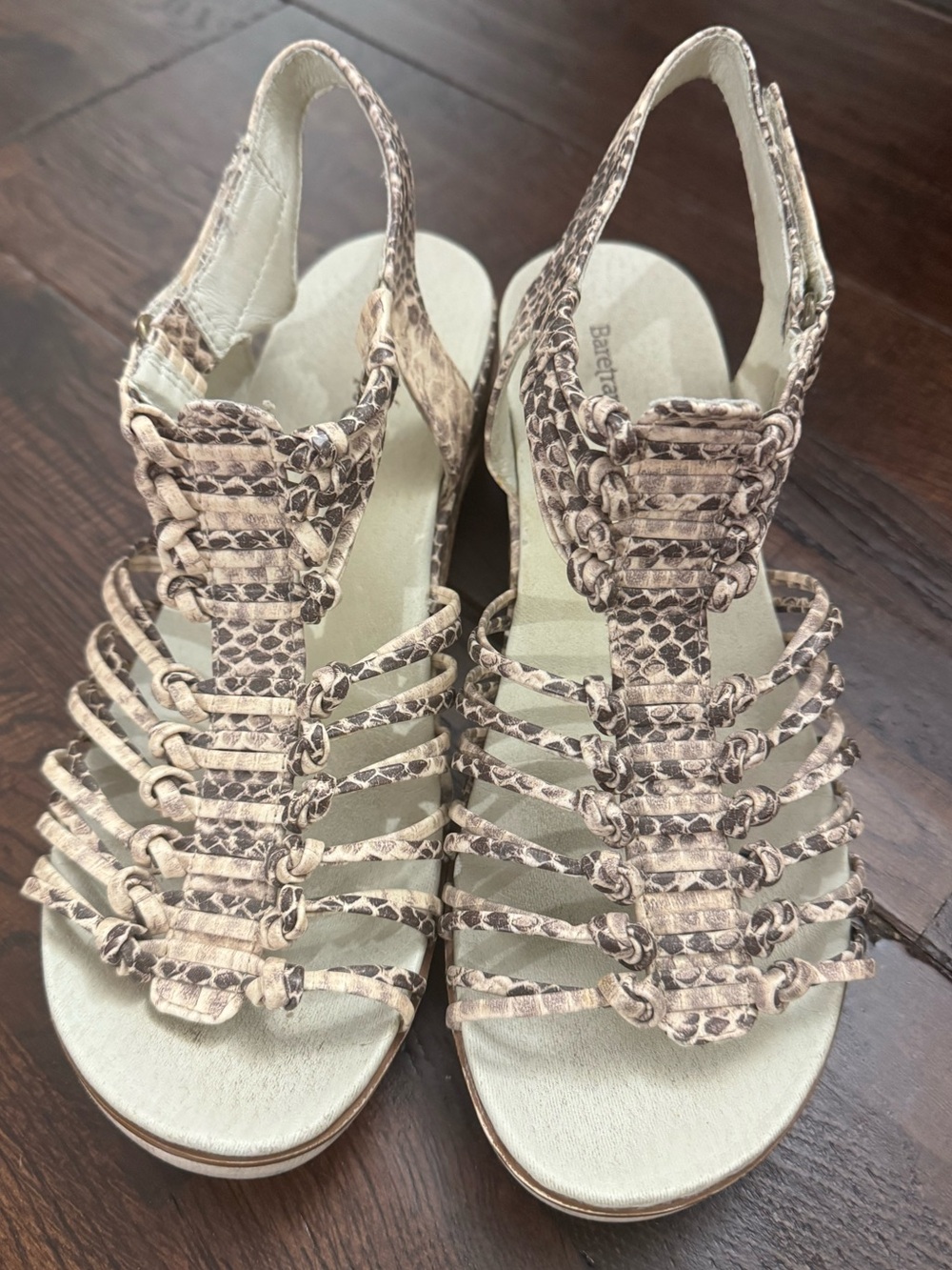 Baretraps Wedge Slingback Sandals in Neutral Snake Print Size 9